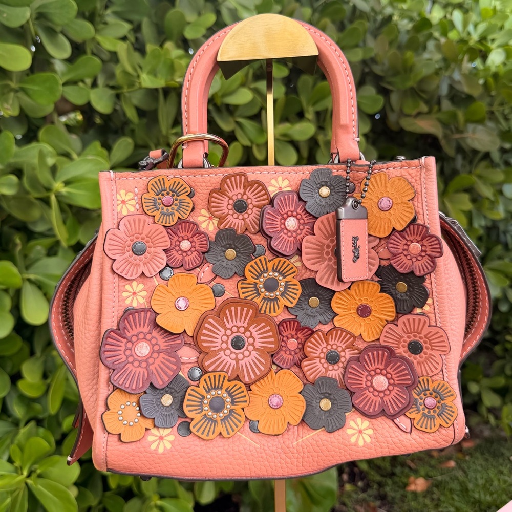 Coach Pink and Orange Floral Satchel